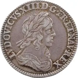 Louis XIII, douzième d’écu d’argent, 3e type (2e poinçon), 1642 Paris (rose) Prix Cassé