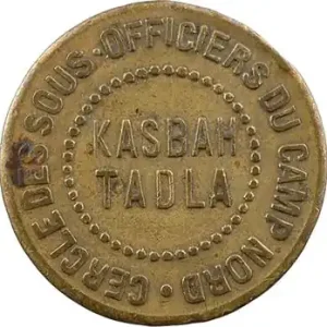 Maroc, Kasbah-Tadla, Cercle des sous-officiers du camp nord, 1 franc, s.d Prix Bas