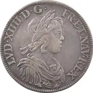 Louis XIV, écu à la mèche courte, 1644 Paris (rose entre deux points) Offre Spéciale