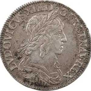 Petit Prix Louis XIII, quart d’écu d’argent, 3e type (2e poinçon), 1642 Paris (rose)