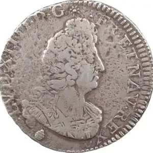 Populaire Louis XIV, demi-écu aux huit L, 2e type, buste du type aux palmes, 1704 Troyes