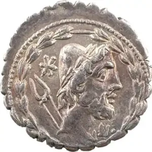 Prix Réduit Aurelia, denier serratus, Rome, 105 av. J.-C.
