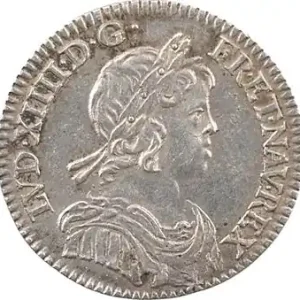 Louis XIV, douzième d’écu à la mèche courte, 1644 Paris (point) Livraison Mondiale
