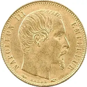 Nouvelle Collection Second Empire, 5 francs tête nue, petit module, 1854 Paris, tranche striée