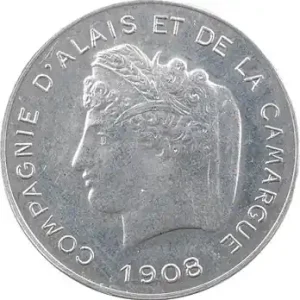 IIIe République, essai de 10 centimes, Compagnie d’Alais et Camargue, 1908 Certifié