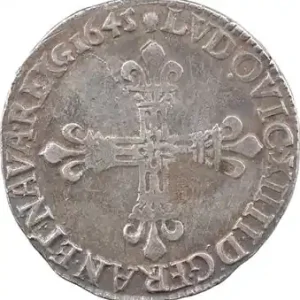 Expédition Rapide Louis XIV, quart d’écu, croix de face, 1645 Toulouse