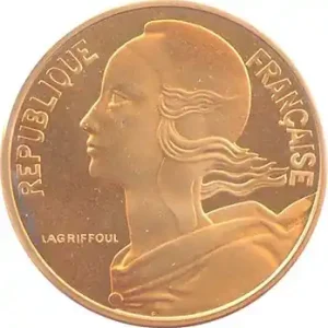 Promotion Ve République, piéfort de 10 centimes Lagriffoul en or, 1972 Paris