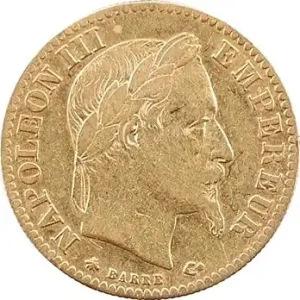 Second Empire, 10 francs tête laurée, 1866 Paris Commander Vite