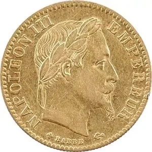 Remise Second Empire, 10 francs tête laurée, petit BB, 1866 Strasbourg