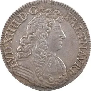 Louis XIV, demi-écu à la cravate, 2e émission, 1682 Rennes Haute Qualité
