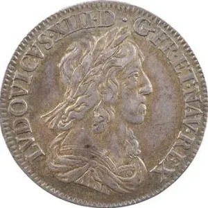 Louis XIII, quart d’écu d’argent, 3e type (2e poinçon), 1643 Paris (rose) Acheter En Ligne