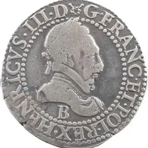 Henri III, franc au col plat, 1586 Rouen Vente Directe