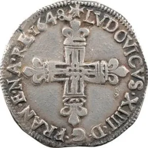 Louis XIV, quart d’écu, croix de face, 1648 Bayonne Expédition Rapide