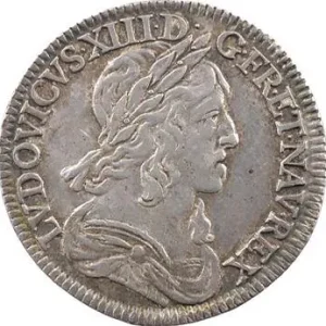 Louis XIII, quart d’écu d’argent, 3e type (2e poinçon), 1643 Paris (point) Affaire À Saisir