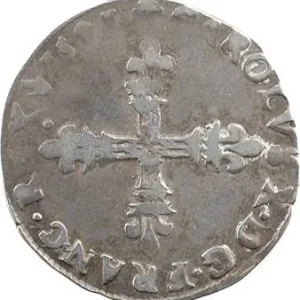 Charles X, huitième d’écu, croix de face, 1591 Paris Populaire