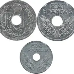 État français, lot de 3 pièces de 10 centimes, Lindauer et État Français, 1941 et 1943 Paris Paiement Sécurisé