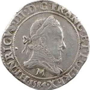 Henri III, franc au col fraisé, 1584 Toulouse Prix Cassé