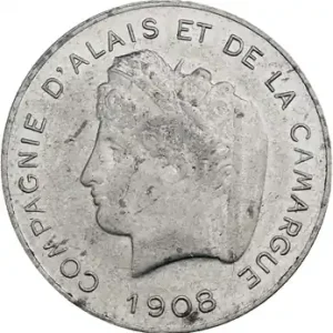 IIIe République, essai de 10 centimes, Compagnie d’Alais et Camargue, 1908 Populaire
