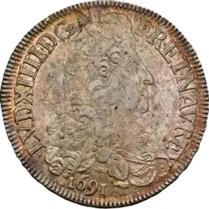 Louis XIV, écu aux huit L, 1er type, 1691 Rennes Nouveauté