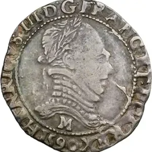 Jusqu’à Épuisement Des Stocks La Ligue, (au nom d’Henri III), demi-franc au col plat, 1590 Toulouse