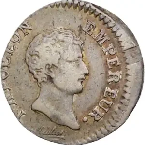 Expédié Aujourd’hui Premier Empire, quart de franc, 1806 Paris, variété frappe décentrée