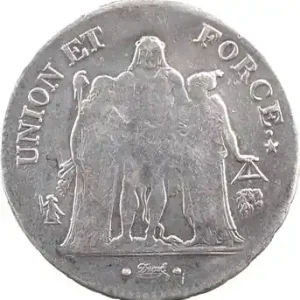 Jusqu’à Épuisement Des Stocks Directoire, 5 francs Union et Force, An 8/6 Bayonne