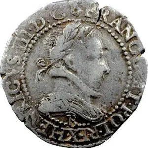 Henri III, franc au col plat, 1584 Rouen Commander Vite