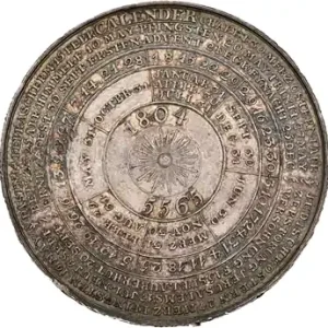 Dernière Chance Allemagne, Brandebourg-Prusse, médaille calendrier catholique et judaïque par Loos, 1804 5565