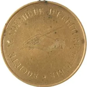 Société académique d’écriture de Paris, jeton d’écrivain, M. ALBOUI, 1827 Paris Prix Promo