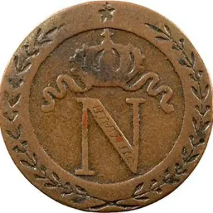 Premier Empire, 10 centimes à l’N couronnée, faux d’époque, 1800 Paris Livraison Mondiale
