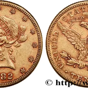 Artisanat OR, PALLADIUM ET PLATINE INVESTISSEMENT 10 Dollars "Liberty" 1882 Philadelphie fwo_741060 Monde