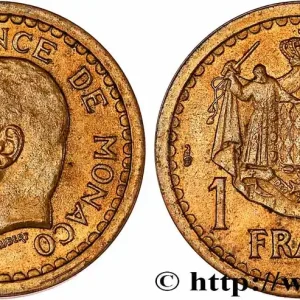 Top Qualité MONACO 1 Franc Louis II / armes (1943) Paris fwo_741672 Monde