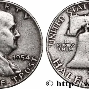 Solde ÉTATS-UNIS D'AMÉRIQUE 1/2 Dollar Benjamin Franklin 1954 Denver fwo_741700 Monde