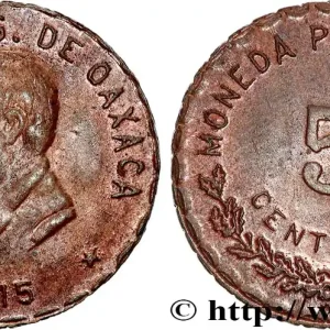 Meilleur Choix MEXIQUE - GOUVERNEMENT PROVISOIRE D'OAXACA 5 Centavos 1915 Oaxaca fwo_711231 Monde