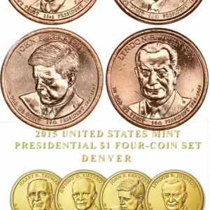 Quantité Limitée ÉTATS-UNIS D'AMÉRIQUE PRESIDENTIAL SET - 1 Dollar - 4 monnaies 2015 Denver fwo_717158 Monde