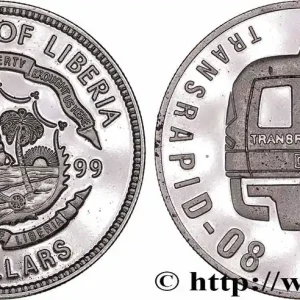 Livraison Gratuite LIBERIA 5 Dollars Proof Transrapid-08 1999 fwo_731255 Monde