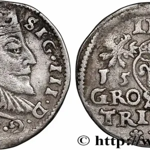 LIVONIE - SIGISMOND III VASA 3 Groschen ou trojak ryski 1592 Vilnius fwo_741523 Monde Pas Cher