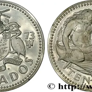 BARBADE 10 Dollars Proof Neptune 1973 fwo_678259 Monde Top Qualité