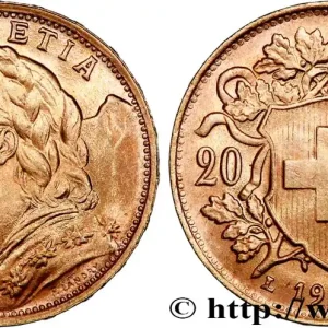 OR, PALLADIUM ET PLATINE INVESTISSEMENT 20 Francs "Vreneli" 1935 Berne fwo_723701 Monde Offre Exclusive