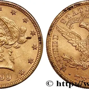 OR, PALLADIUM ET PLATINE INVESTISSEMENT 10 Dollars or "Liberty" 1899 Philadelphie fwo_741069 Monde Original