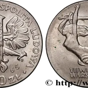POLOGNE 10 Zlotych 700e anniversaire de Varsovie, Niké brandissant une épée 1965 Varsovie fwo_742847 Monde Expédition Rapide