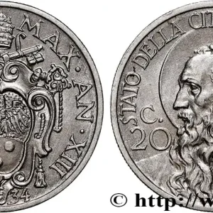 VATICAN ET ÉTATS PONTIFICAUX 20 Centesimi Pie XI an jubilaire 1934 Rome fwo_742898 Monde Nouveauté