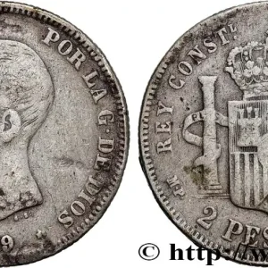Prix Promo ESPAGNE 2 Pesetas Alphonse XIII buste bébé 1889 Madrid fwo_743175 Monde