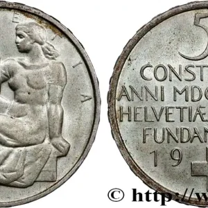 SUISSE 5 Francs centenaire de la constitution suisse 1948 Berne fwo_739396 Monde Garantie Incluse