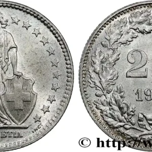 SUISSE 2 Francs Helvetia 1944 Berne fwo_739401 Monde Commander Vite