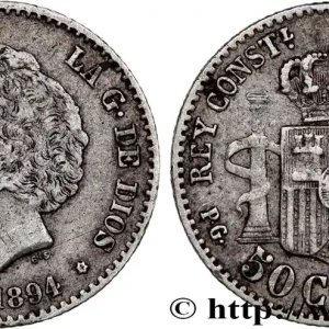 ESPAGNE 50 Centimos Alphonse XIII 2e type 1894 Madrid fwo_739427 Monde Vente Flash