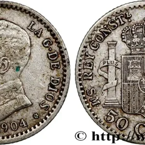 Seulement Aujourd’hui ESPAGNE 50 Centimos Alphonse XIII S.M.-.V. 1904 Madrid fwo_739428 Monde