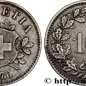 Haute Qualité SUISSE 10 Centimes (Rappen) croix suisse 1876 Berne - B fwo_739447 Monde