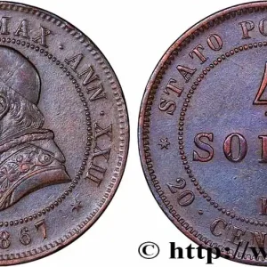En Vogue VATICAN ET ÉTATS PONTIFICAUX 4 Soldi (20 Centesimi) Pie IX an XXI 1867 Rome fwo_732531 Monde