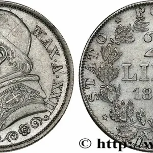 VATICAN ET ÉTATS PONTIFICAUX 2 Lire Pie IX an XXII 1867 Rome fwo_737184 Monde Dernier Modèle